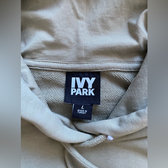 Ivy Park Tan Cropped Cotton Blend Hoodie - Picture 7 of 9